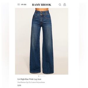 Ramy Brook Liv High-Rise Wide Leg Preppy Old Money Coastal Dark Wash Jeans 23